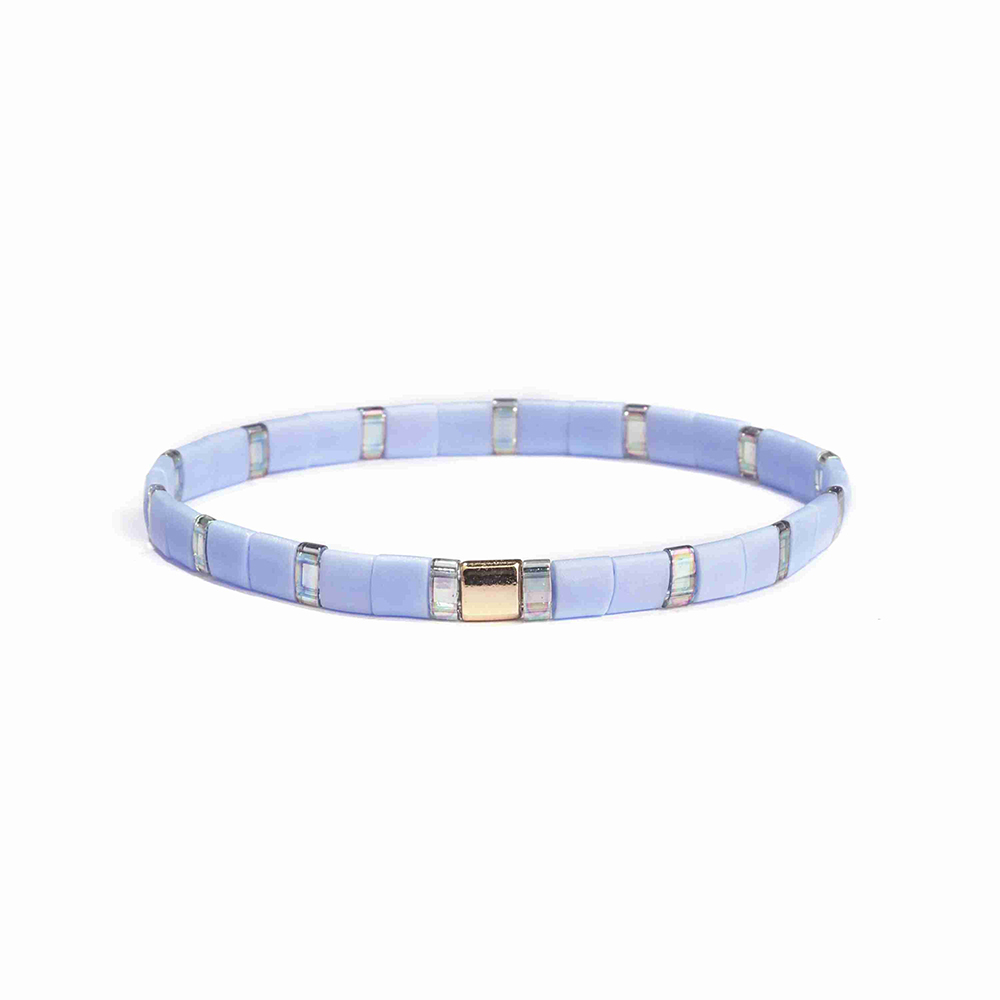 Personalized Stylish Lady Jewelry Handmade Translucent Dazzle Light Blue Color Tila Bead Bracelet