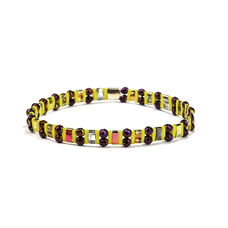 Autumn style hot sale dazzle hematite yellow and colorful tila bracelet