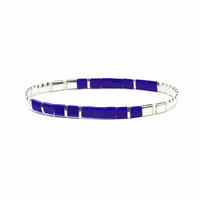 Fresh Friendship Handmade Wholesale Women Jewelry Translucent Blue and Silver Color Miyuki Tila Bead Bracelet