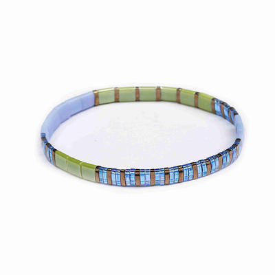 High Quality Stylish Handmade Women Jewelry Wholesale Translucent Grass green and Blue Color Miyuki Tila Bracelet