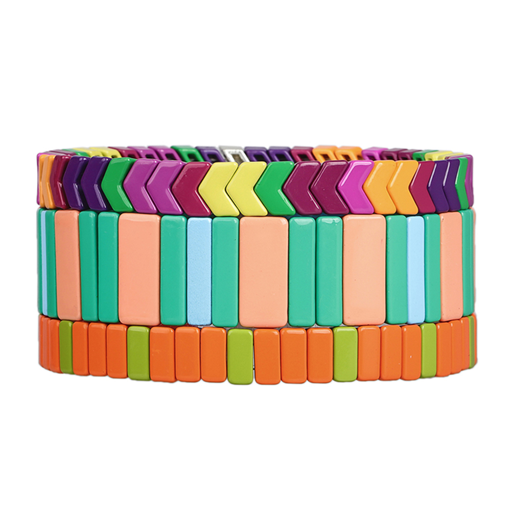 Top Quality Wholesale Handmade Colorful Rainbow Smoothly Enamel Bracelet Women Jewelry