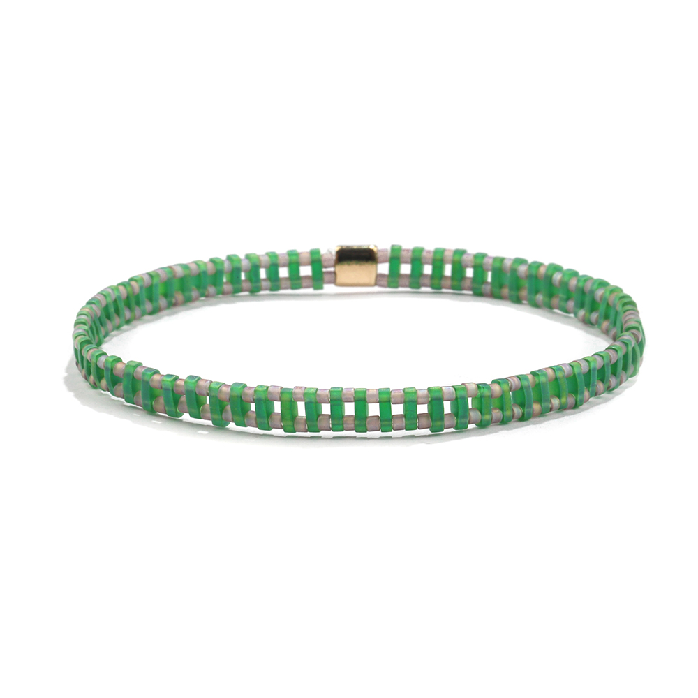 Sprig Trendy Handmade Translucent Green Color Tila Gray Bead Bracelet Wholesale Women Jewelry