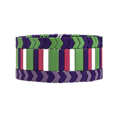 Wholesale Women Jewelry purple and green color Matte Enamel Handmade Bracelet