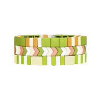 Friendship Fresh Grass color Stackable 3 Pcs Handmade Tile Enamel Bracelet Wholesale Women Jewelry