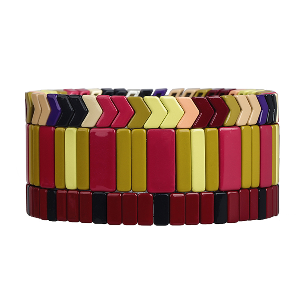 Simple Fashion Bright Color Handmade Women Jewelry Smoothly Tile Enamel Bracelet