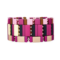 Top Quality Wholesale Handmade Women Jewelry 3Pcs Purple Beige Color Enamel Bracelet