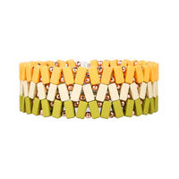 TTT Jewelry New Trendy 3Pcs Wholesale Hematite Yellow Beige Grass Color Enamel Bracelet Women Jewelry