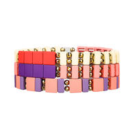Fashion Beautiful Wholesale Handmade Women Jewelry Hematite Red Purple and Light Purple Color Enamel Bracelet
