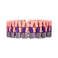 Stylish Handmade Wholesale Pink Blue and Gray Color 3Pcs Enamel Hematite Bracelet For Women