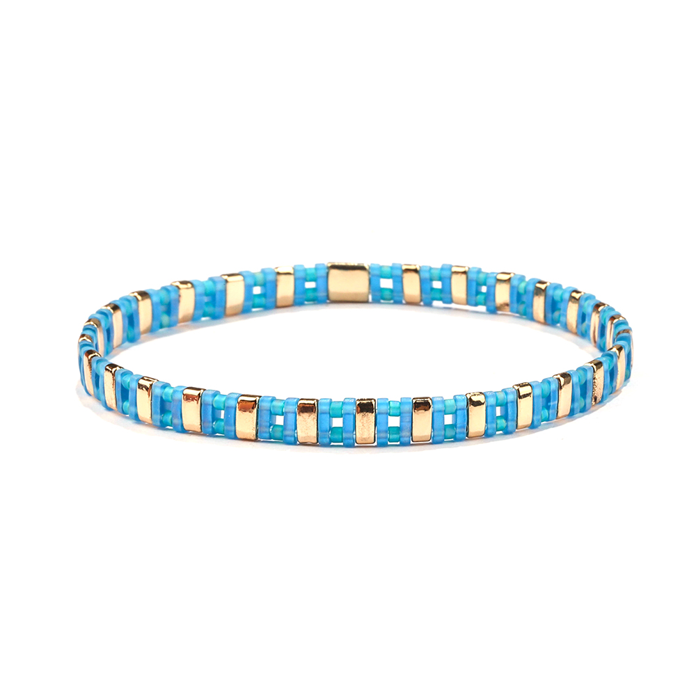 Wholesale New Design Handmade Translucent Blue Color Miyuki Tila Bead Bracelet Lady Jewelry