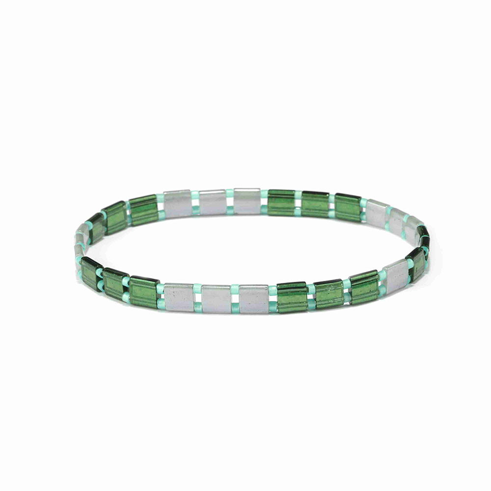 Lady Jewelry Personalized Wholesale Handmade Green Color Miyuki Tila Bead Bracelet