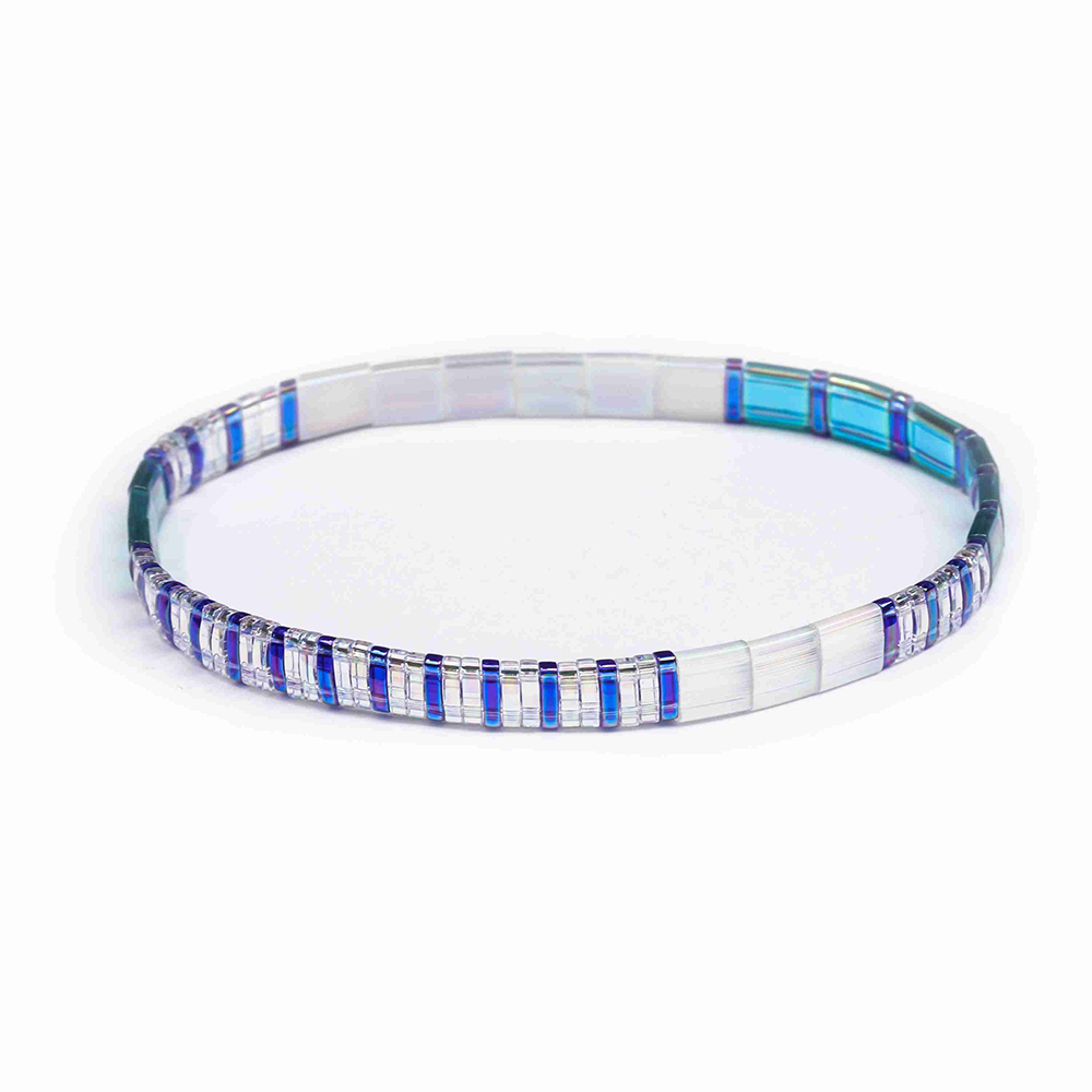 TTT Jewelry Vogue Handamade Wholesale Translucent Dazzle Blue Color Tila Bracelet