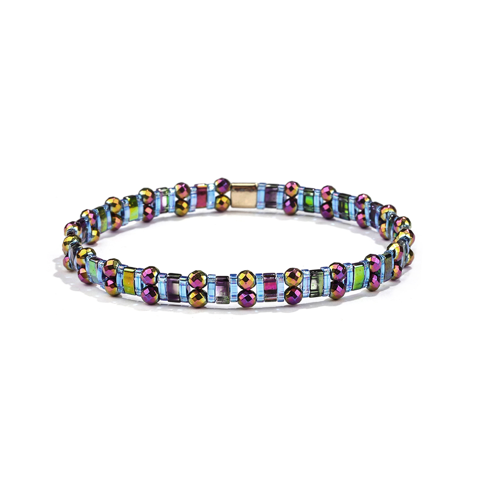 Colorful Personalized Wholesale Handmade Hematite Tila Bead Bracelet Ladies Jewelry