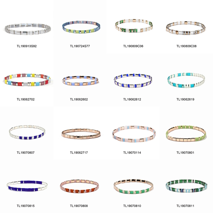 New trendy wholesale handmade Elastic tila bracelet