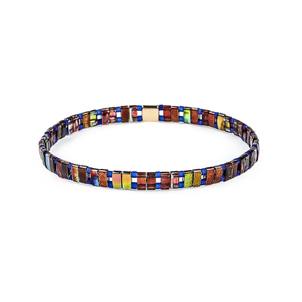 Elastic handmade miyuki seed tila bead colorful dazzle bracelet tila jewelry