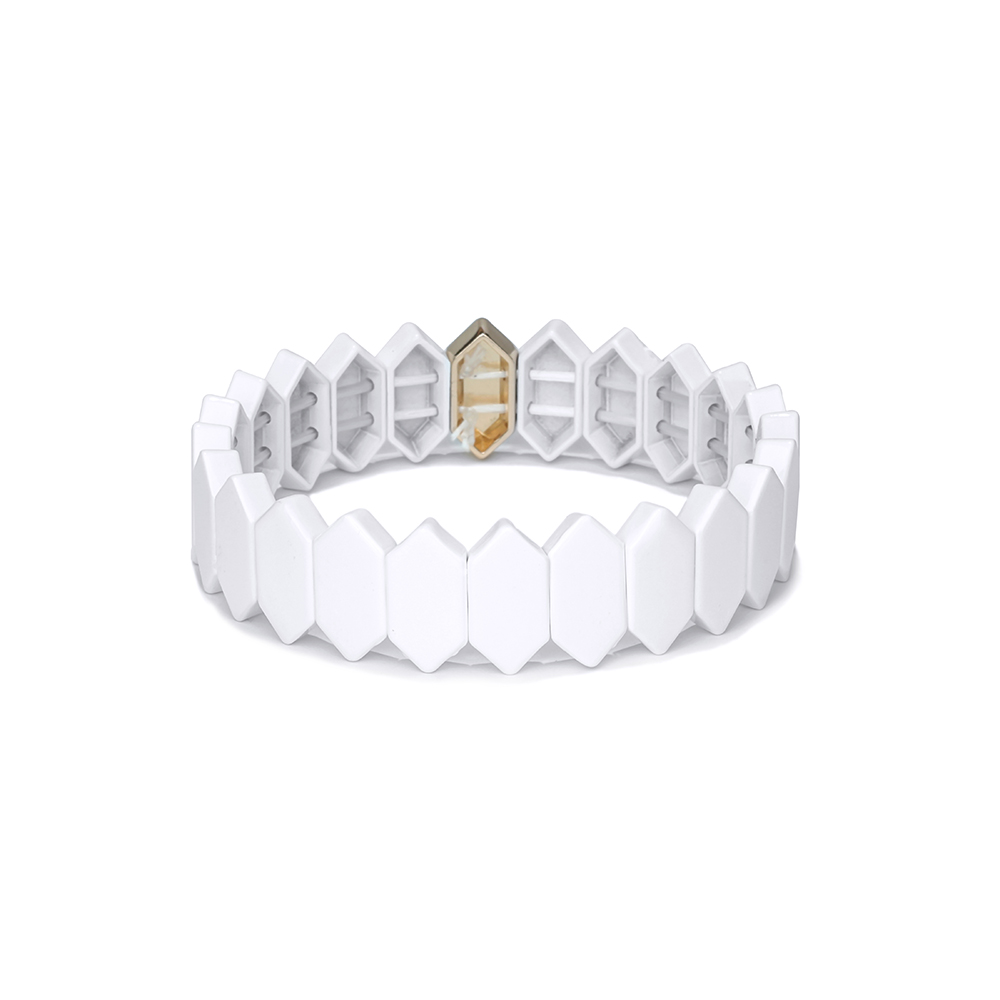 Simple Fashion Design Alloty Flat Face Honeycomb Shape Tile Enamel Bracelet Women Jewelry
