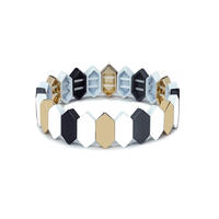 Simple Style Color Mixed Newest Design Honeycomb Shape Flat Face Metal Alloy Tile Enamel Bracelet Jewelry