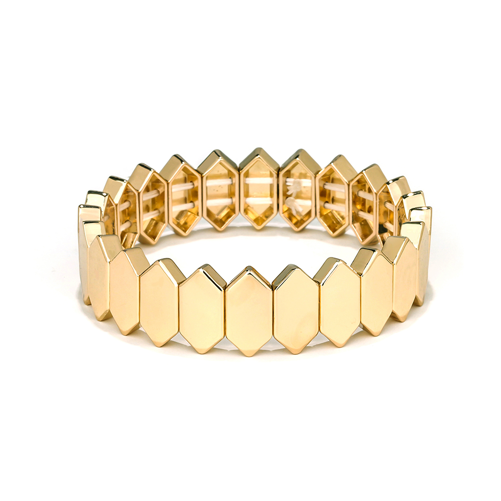 Winter Trendy Newest Design Honeycomb Shape Flat Face Metal Alloy Tile Enamel Bracelet jewelry