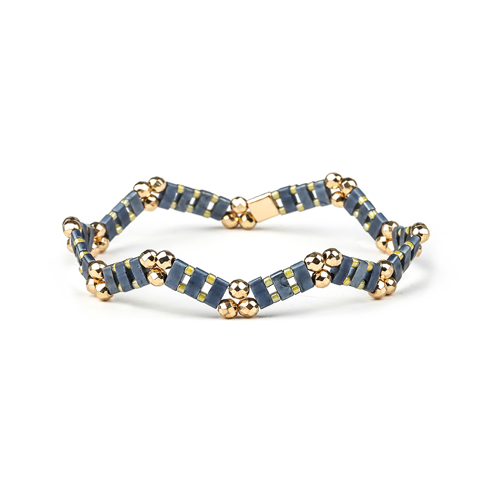 Fashion Customized Hematite Beads Wave Shaped Handmade Tila Bracelet Women Jewelry