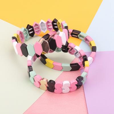 2020 Fresh Stylish Dazzle Colorful Alloy Tile Enamle Bracelet Wholesale Jewelry