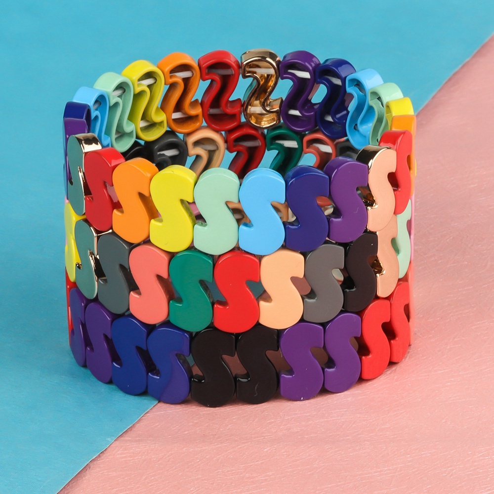 Sweet Clolorful Rainbow S Shaped Alloy Tile Material Enamel Wholesal Bracelet Jewelry