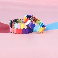 Rainbow Colorful Honeycomb Shaped Alloy Enamel Bracelet Wholesale Women Jewelry