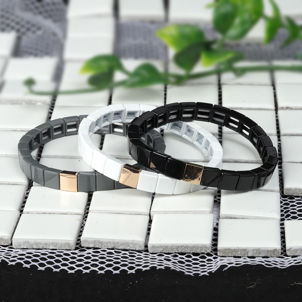 Hot Trendy Simple fashion Style Square Shqpe Tile Enamle Bracelet Handmade Jewelry