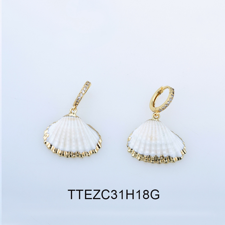 Wholesale Jewelry Gold-Plated Bright Color Zircon Style Women Copper Earrings