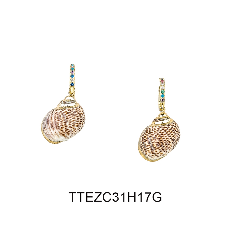 Wholesale Jewelry Gold-Plated Bright Color Zircon Style Women Copper Earrings
