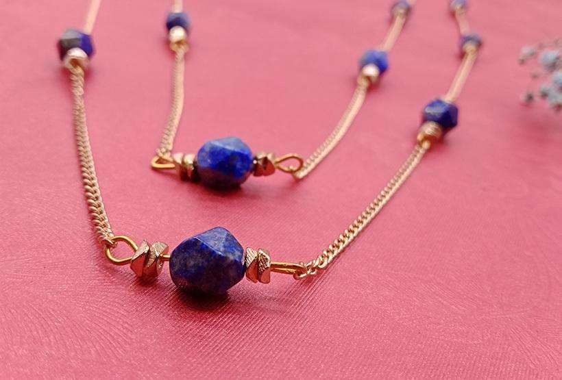 Gold Plated Chain Lapis Lazuli Beads Necklace Gold Plated Chain Lapis Lazuli Beads Necklace