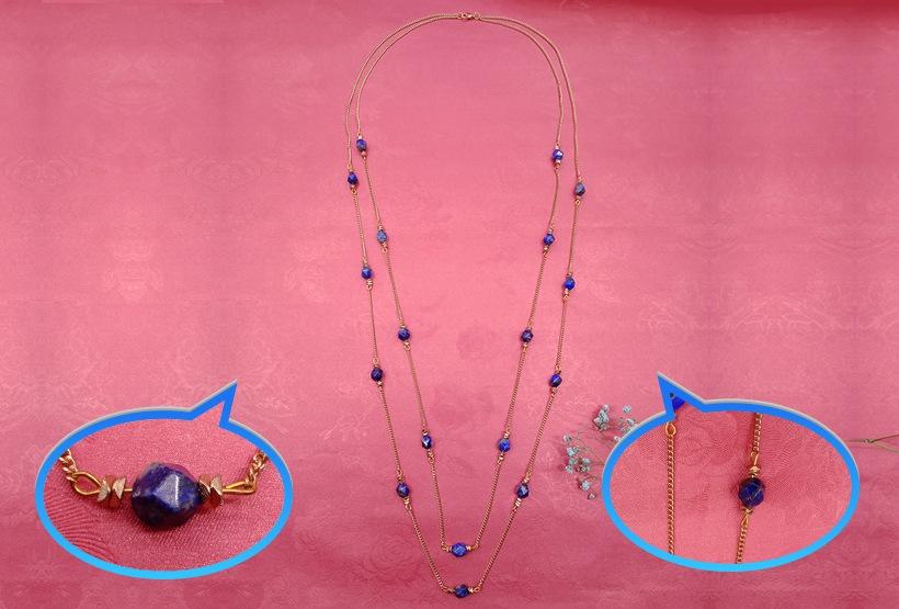 Gold Plated Chain Lapis Lazuli Beads Necklace Gold Plated Chain Lapis Lazuli Beads Necklace