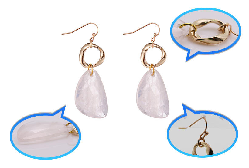 Handmade Rose Quartz Drop Earrings With Copper Accessories-1